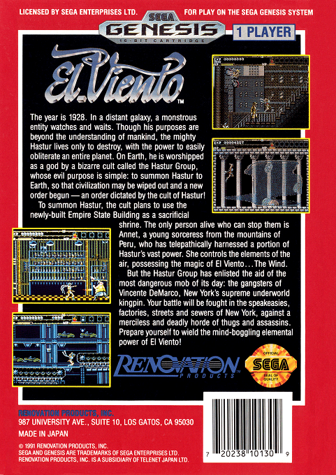 El. Viento — Box back