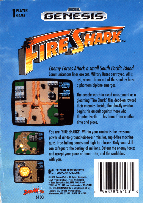 Fire Shark — Box back
