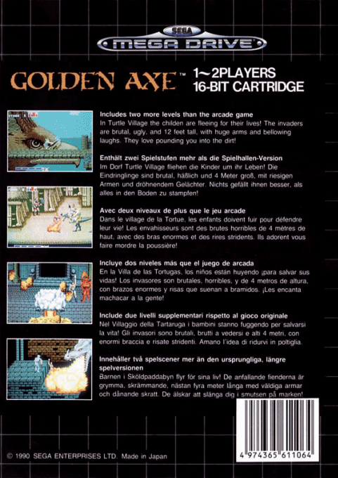 Golden Axe — Box back