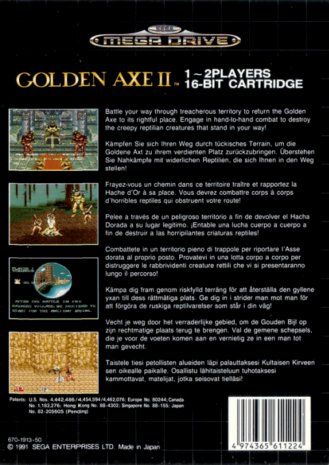 Golden Axe II — Box back