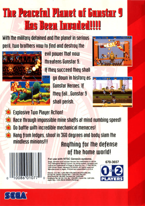 Gunstar Heroes — Box back