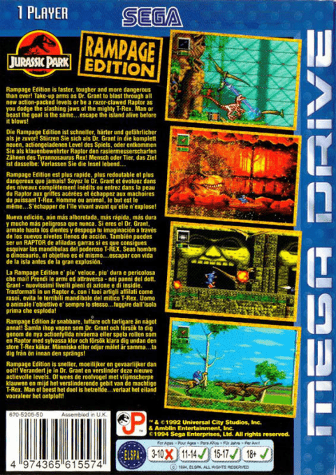 Jurassic Park : Rampage Edition — Box back