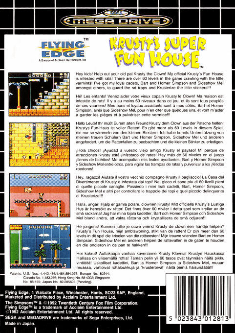 Krusty's Super Fun House — Box back