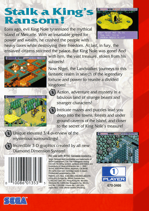 Landstalker — Box back