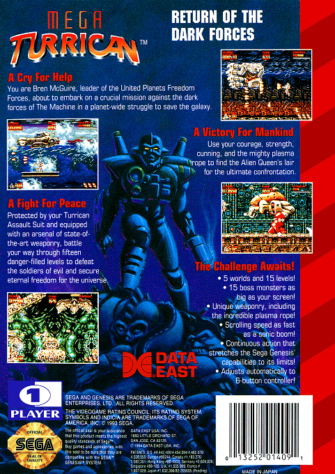 Mega Turrican — Box back