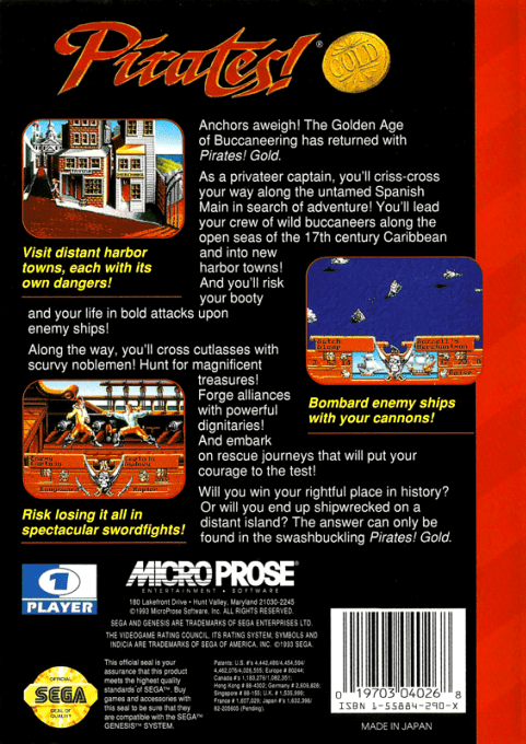 Pirates! Gold — Box back