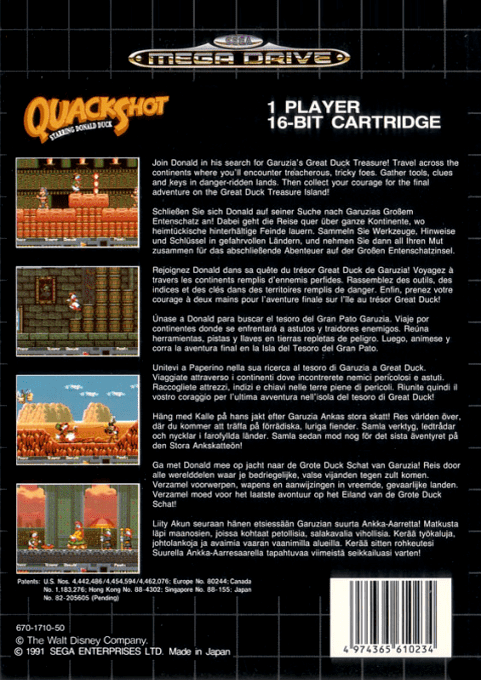 QuackShot Starring Donald Duck — Box back