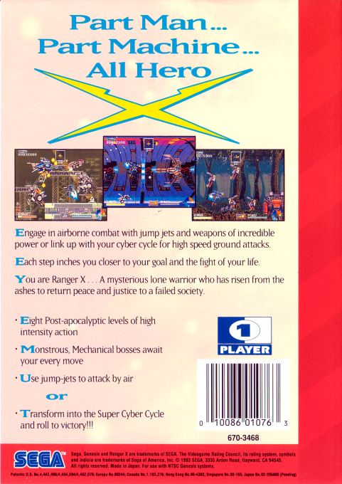 Ranger X — Box back