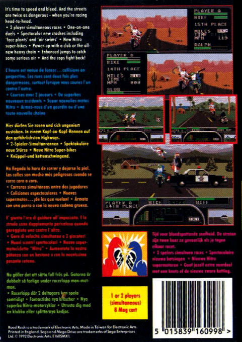 Road Rash II — Box back