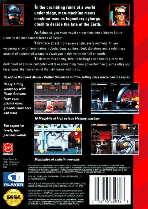 RoboCop versus The Terminator — Box back