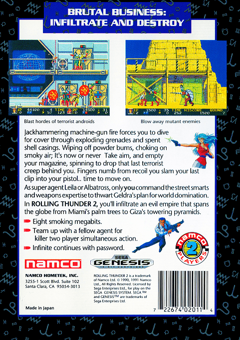 Rolling Thunder 2 — Box back