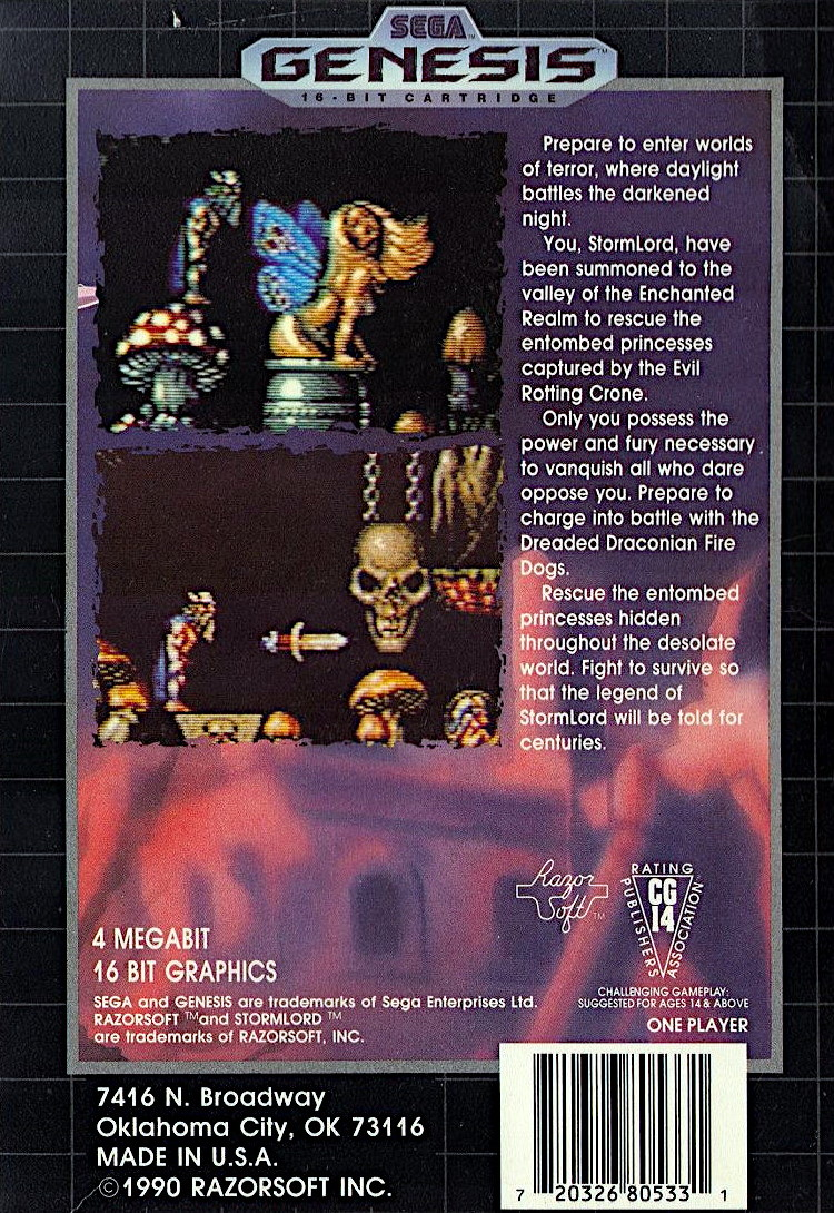 Stormlord — Box back