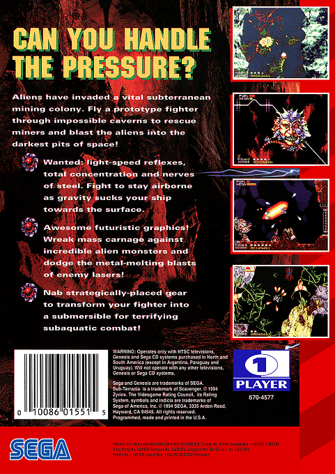 Sub-Terrania — Box back