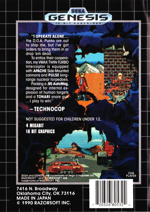 Technocop — Box back