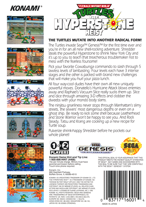 Teenage Mutant Ninja Turtles : The Hyperstone Heist — Box back