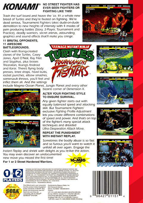 Teenage Mutant Ninja Turtles : Tournament Fighters — Box back