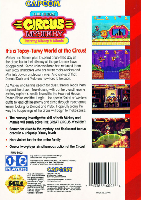 The Great Circus Mystery Starring Mickey & Minnie — Box back