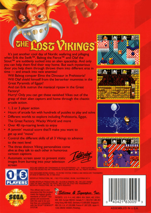 The Lost Vikings — Box back