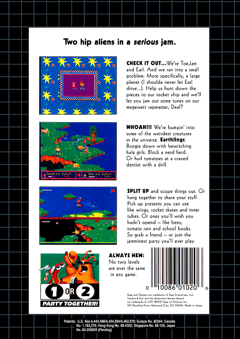 ToeJam & Earl — Box back