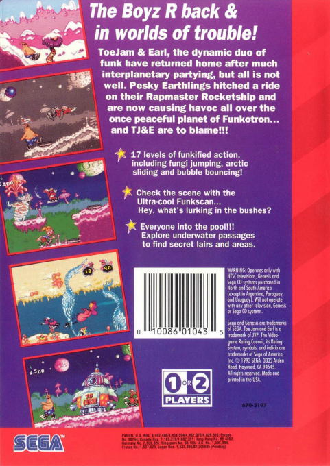 ToeJam & Earl in Panic on Funkotron — Box back
