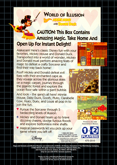 World of Illusion Starring Mickey Mouse and Donald Duck — Box back