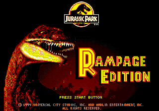 Jurassic Park : Rampage Edition — Title screen