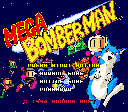 Mega Bomberman — Title screen