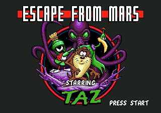 Taz in Escape from Mars — Title screen