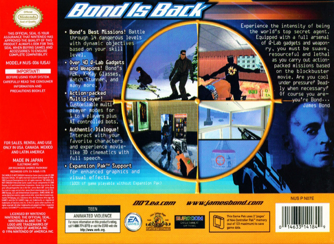 007 : The World is Not Enough — Box back
