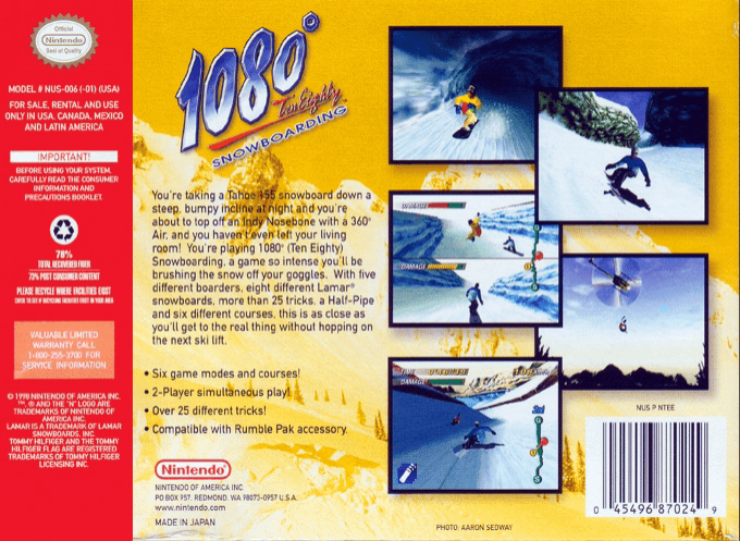 1080 TenEighty Snowboarding — Box back