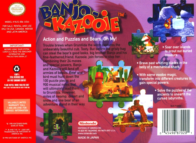 Banjo-Kazooie — Box back