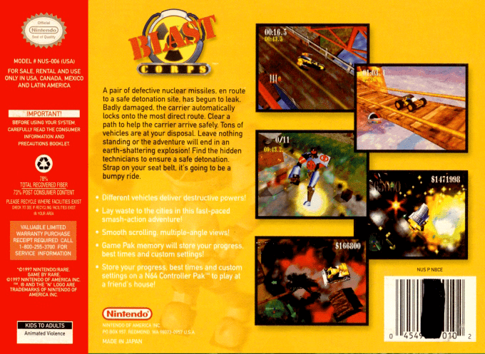 Blast Corps — Box back