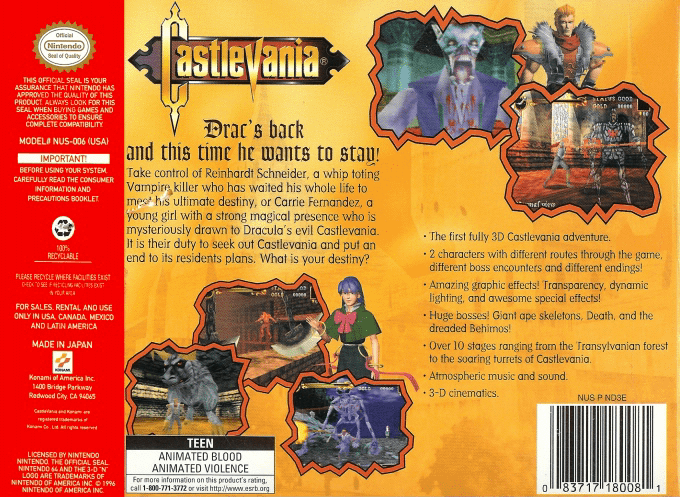 Castlevania — Box back