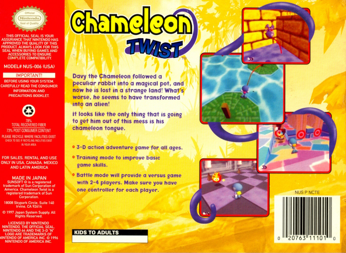 Chameleon Twist — Box back