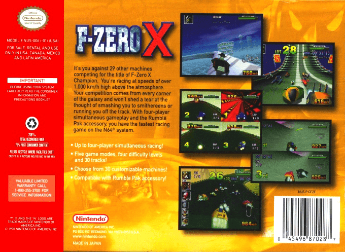 F-Zero X — Box back