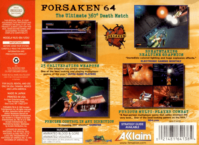 Forsaken 64 — Box back