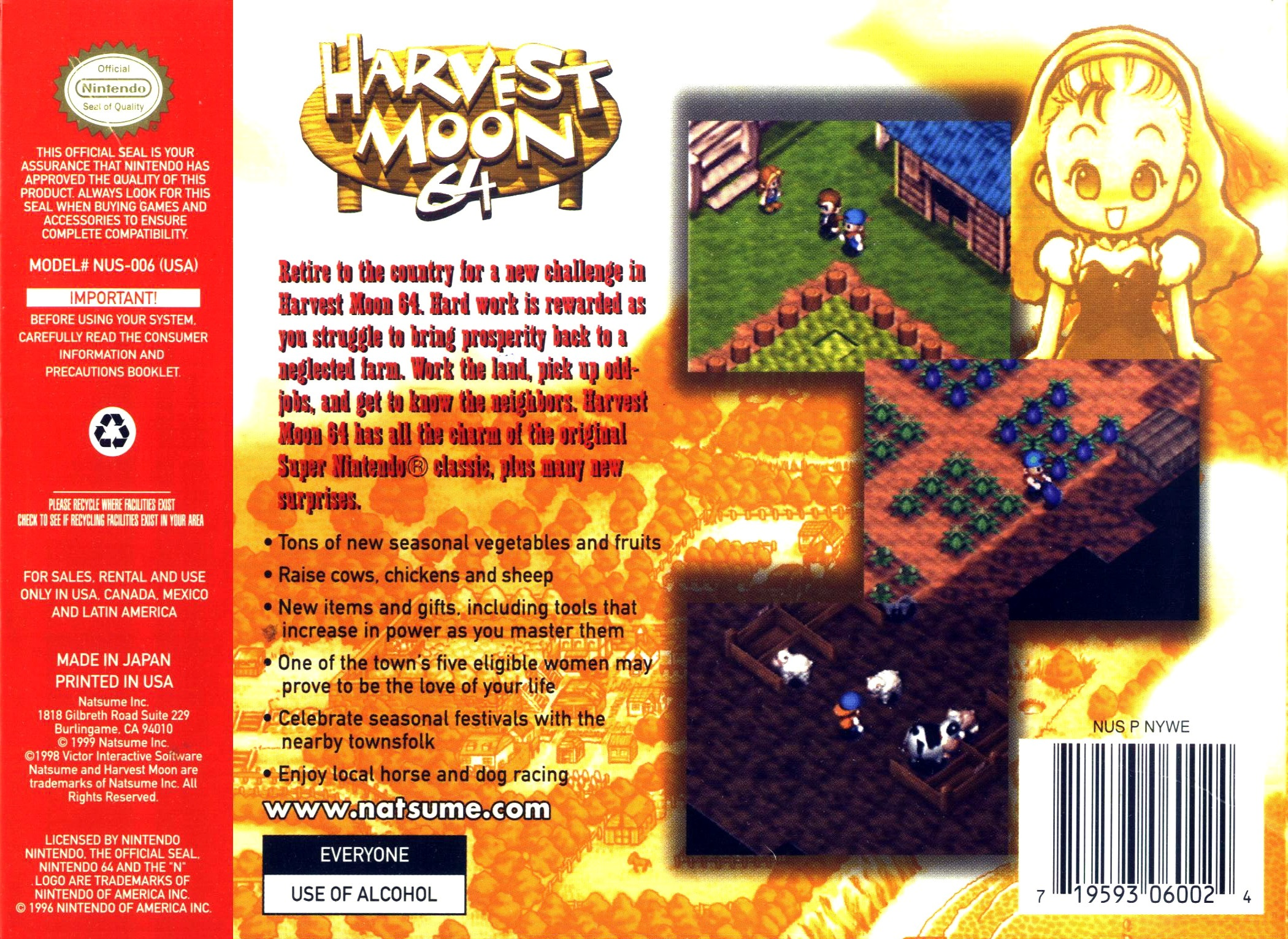 Harvest Moon 64 — Box back
