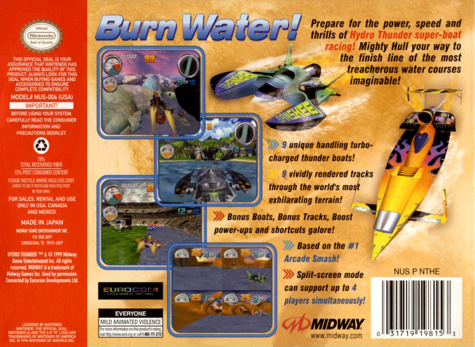 Hydro Thunder — Box back