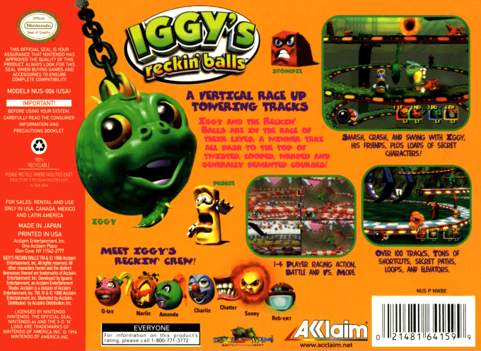 Iggy's Reckin' Balls — Box back