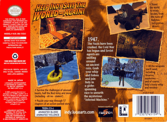 Indiana Jones and the Infernal Machine — Box back