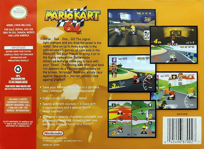 Mario Kart 64 — Box back