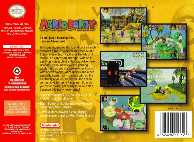 Mario Party — Box back