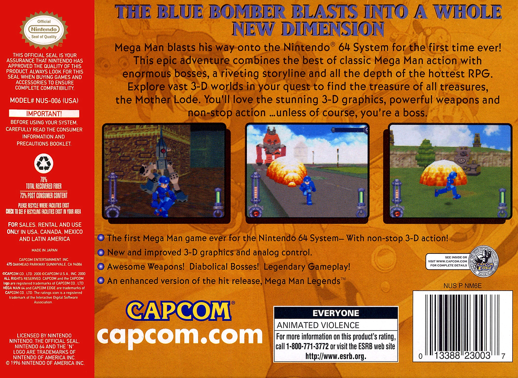 Mega Man 64 — Box back