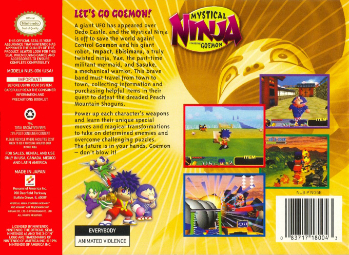 Mystical Ninja Starring Goemon — Box back