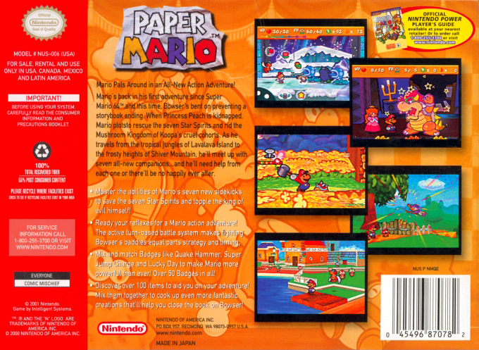 Paper Mario — Box back