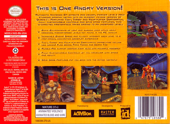 Quake II — Box back
