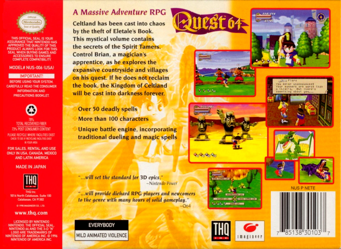 Quest 64 — Box back