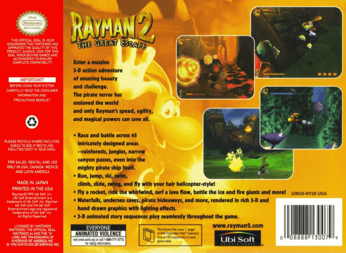 Rayman 2 : The Great Escape — Box back