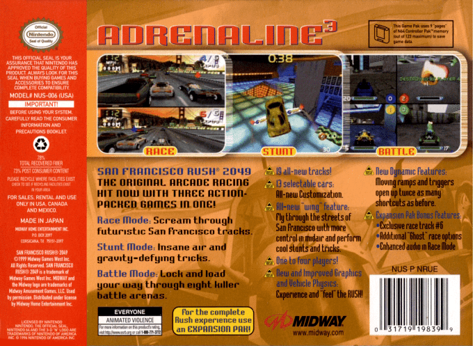 San Francisco Rush 2049 — Box back