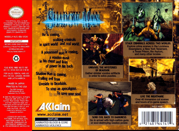 Shadow Man — Box back